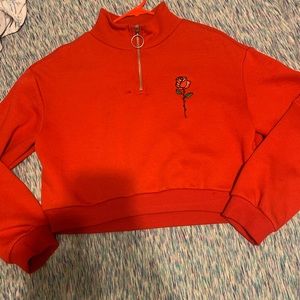 red crop top sweater